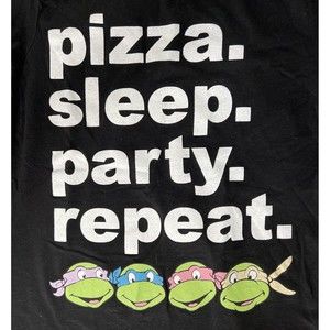 Nickelodeon Teenage Mutant Ninja Turtles  Pizza Sleep Party Repeat T Shirt WMN L
